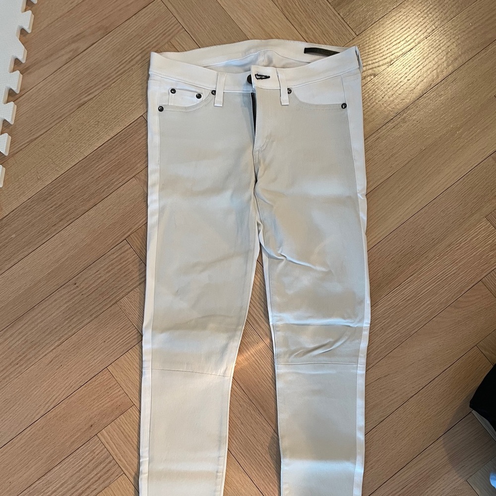 Rag & bone white leather/ jean pants